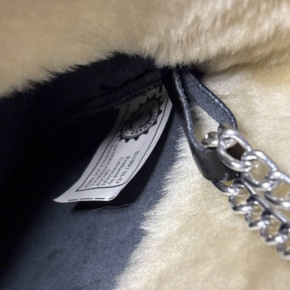 Vtg Harley-Davidson Christmas Stocking Boot Black Faux Leather Fur Logo Chain - Picture 6 of 7